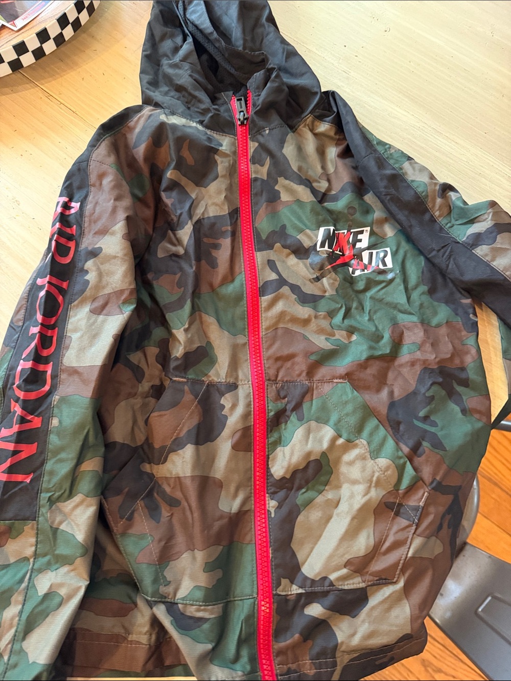 Jordan Kids' Camo Hooded Jacket with Red Zip
